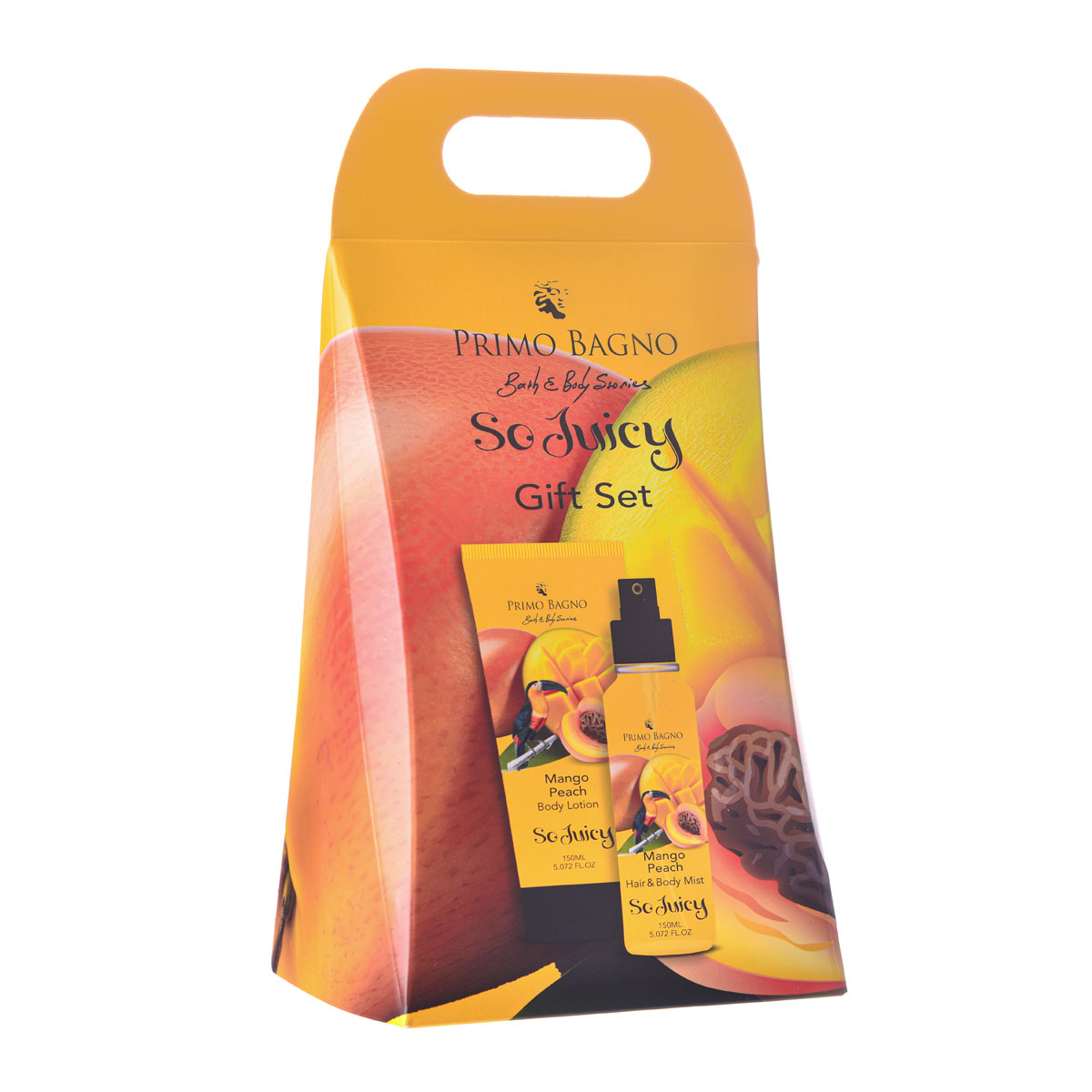 Paper Bag Mango Peach With Body Lotion & Body Mist 