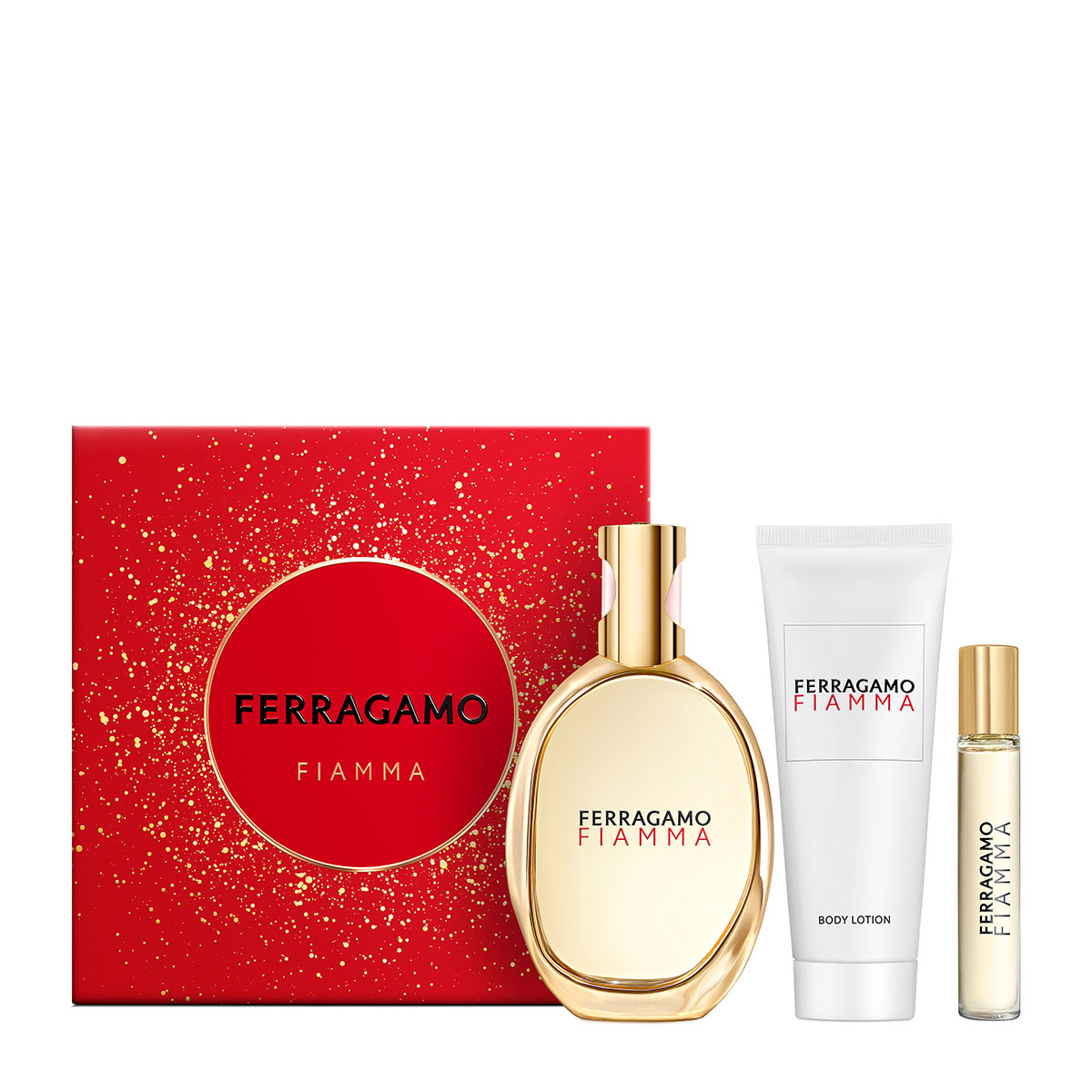 FERRAGAMO Fiamma Eau De Parfum & Body Lotion & Travel Spray Gift
