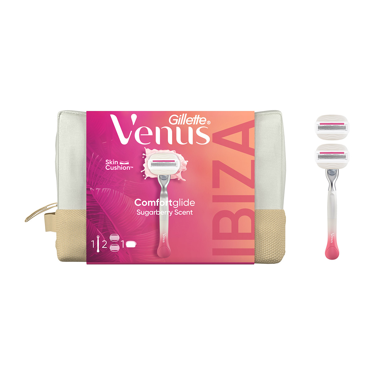 Σετ Δώρου Venus Comfortglide Sugarberry Ξυριστική Μηχανή με 2 Ανταλλακτικές Κεφαλές  