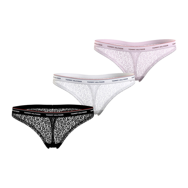 TOMMY HILFIGER FASHION Premium essential floral lace thong 3 pack